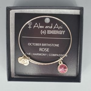 Alex and Ani (+) Energy October Birthstone Rose Silvertone Bracelet